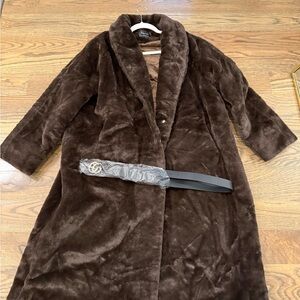 Women's Teddy Coat in Dark Brown - Plush Faux Fur
